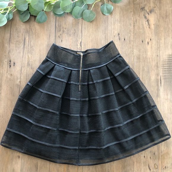 Luxxel | Black Striped Sheer Flare Skirt - Picture 4 of 8